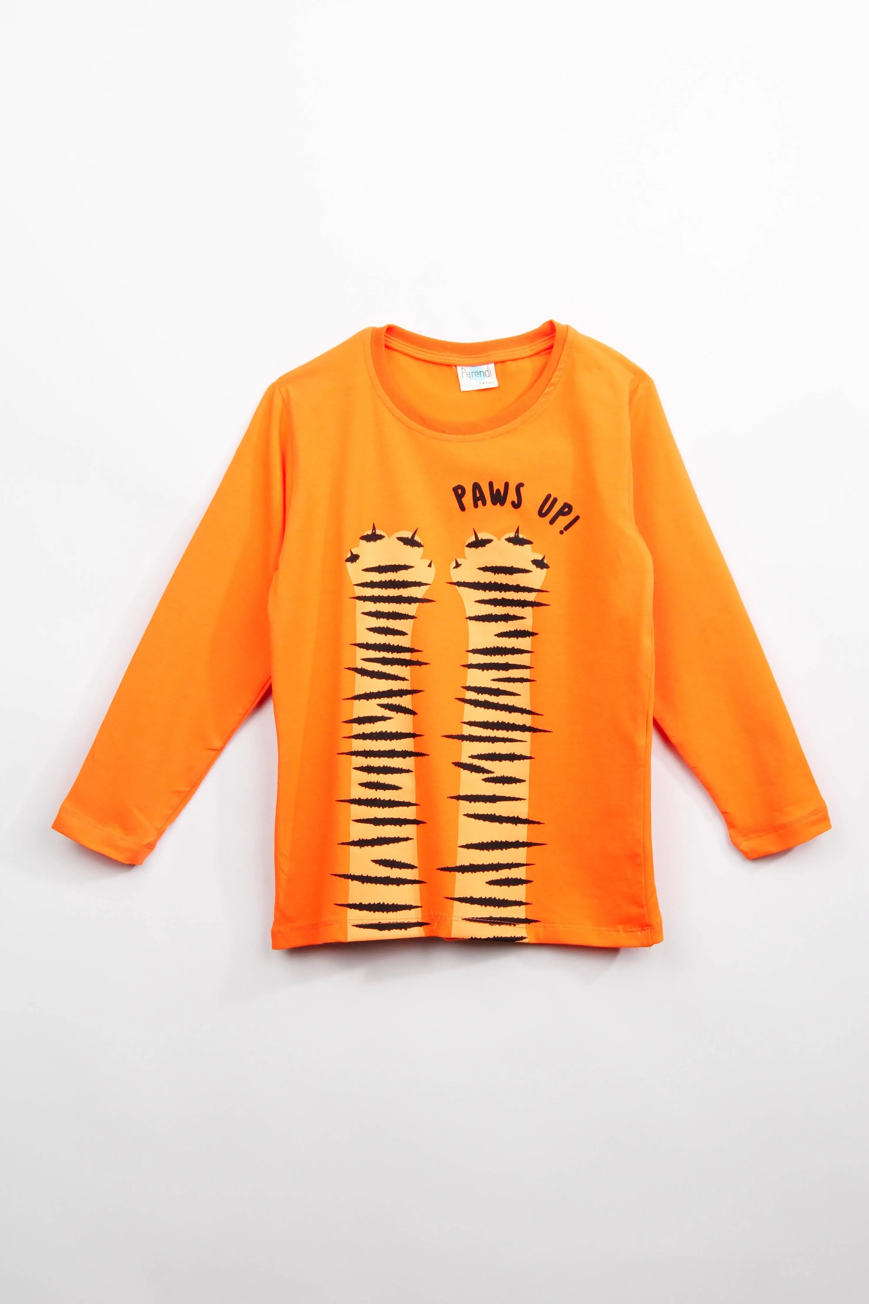 0 pamuklu uzun kollu paws up baskili erkek çocuk tshirt