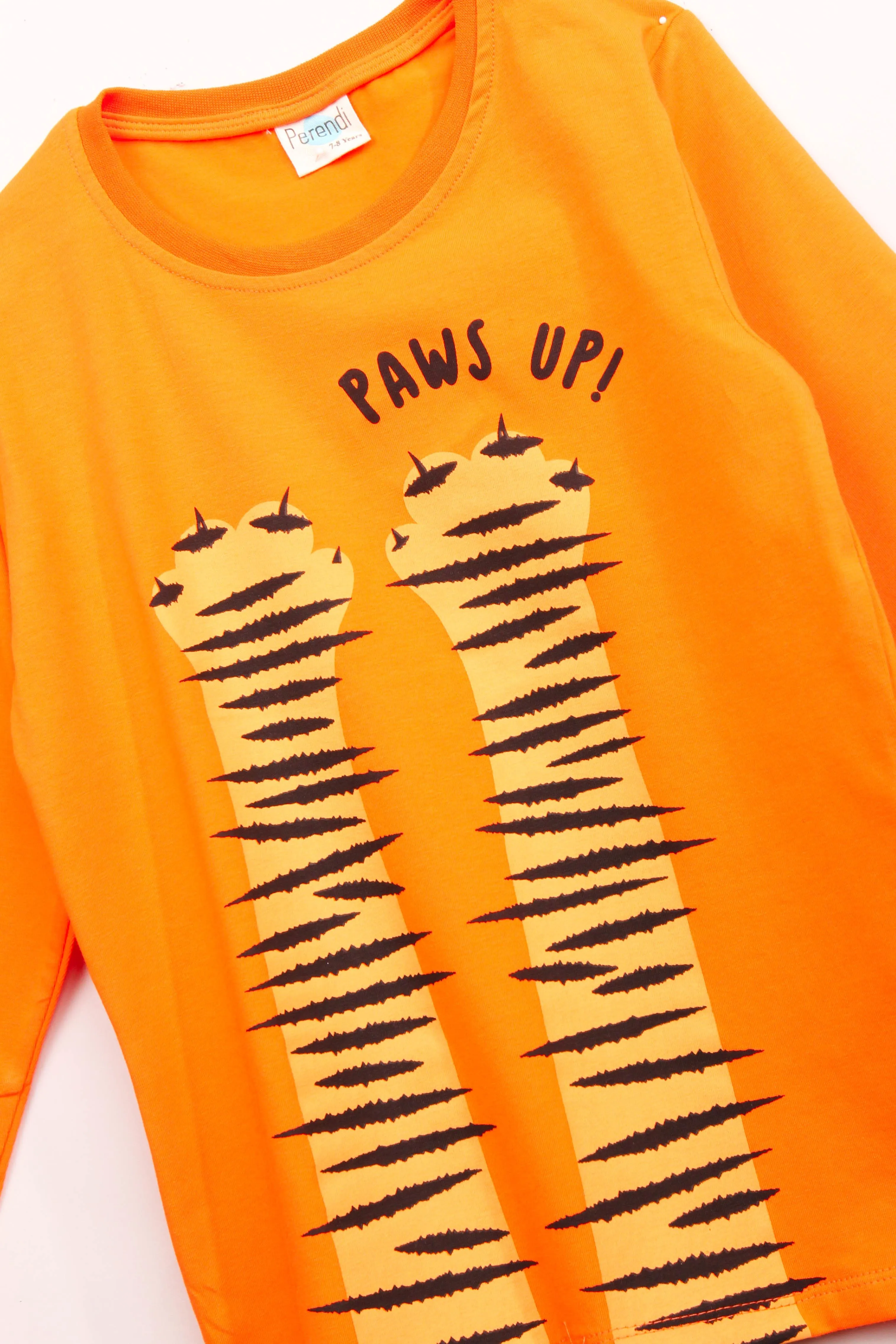 0 pamuklu uzun kollu paws up baskili erkek çocuk tshirt