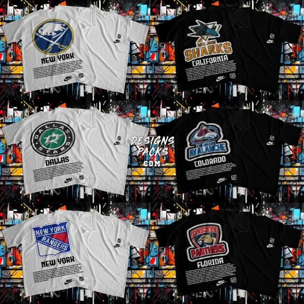 13 Ice Hockey Street Wear Designs Bundle PNG   PSD