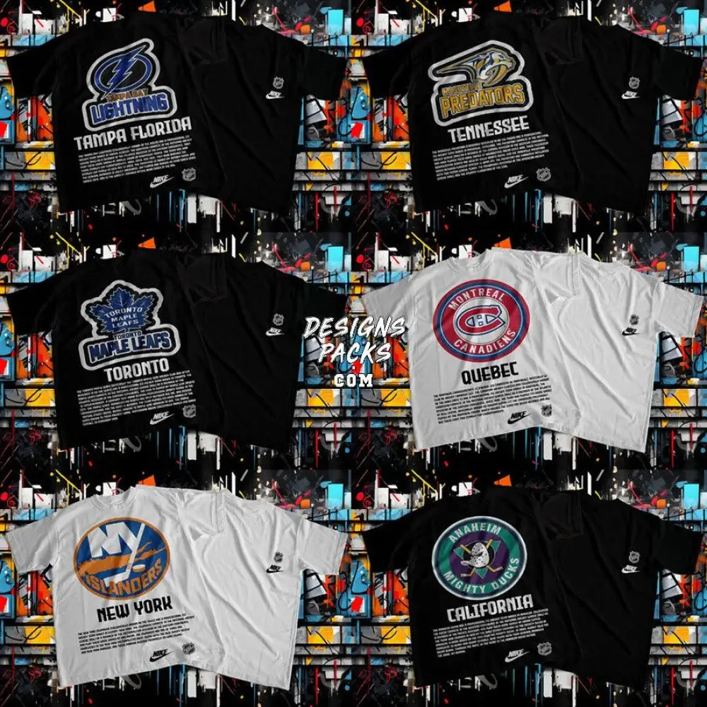 13 Ice Hockey Street Wear Designs Bundle PNG   PSD