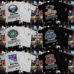 13 Ice Hockey Street Wear Designs Bundle PNG   PSD