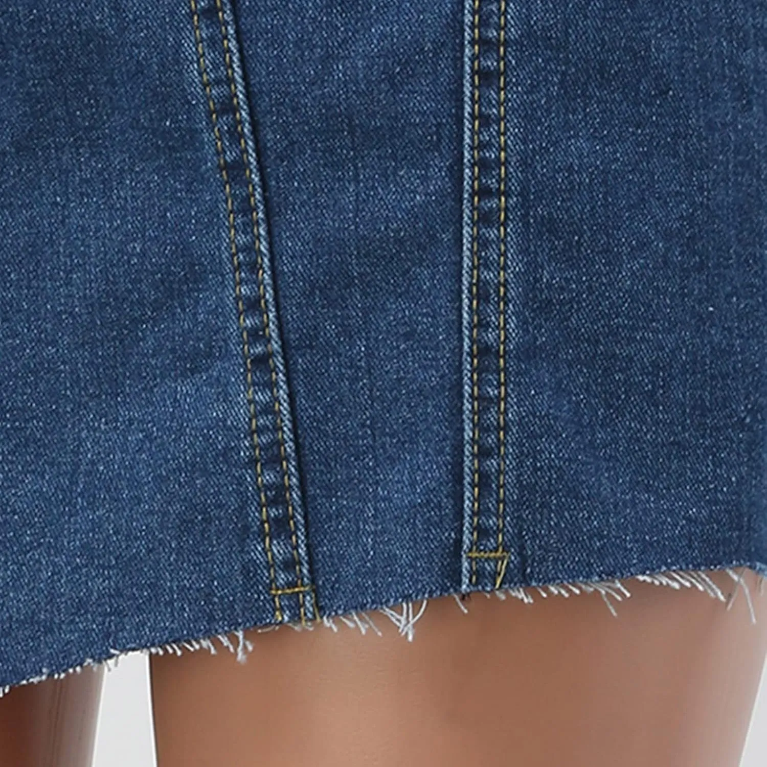 2024 New Women's Raw Trim Bodycon Denim Skirt Asymmetrical High Waisted Wrap Mini Jean Skirt with Pocket