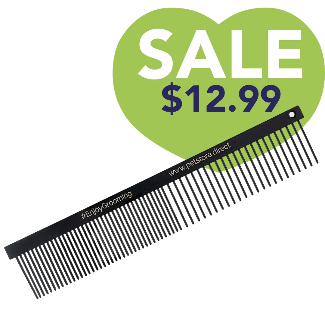 6" Black Premium 50/50 Face Comb by PetStore.Direct