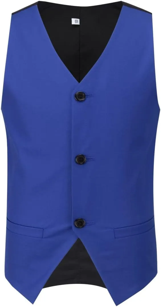 Boyland Boys Solid Color Tuxedo Slim Fit 3 Pieces Suit Set Notched Lapel Jacket Vest Pants for Wedding Prom Party