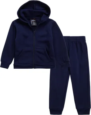 Boys' Active Sweatsuit - 2 Piece Fleece Zip Hoodie Sweatshirt and Sweatpants - Basic Solid Jogger Pants Set (2T-7)