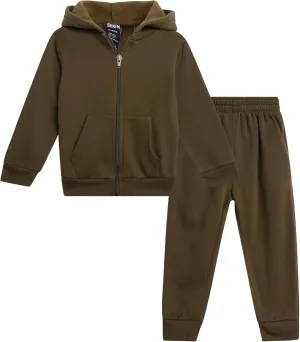Boys' Active Sweatsuit - 2 Piece Fleece Zip Hoodie Sweatshirt and Sweatpants - Basic Solid Jogger Pants Set (2T-7)