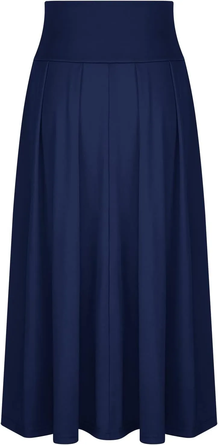 BTDECLAR Women's Elegant Flowy Long Skirts Trendy High Waisted Tie Front Pleated Swing Formal A Line Maxi Skirt Ankle Length