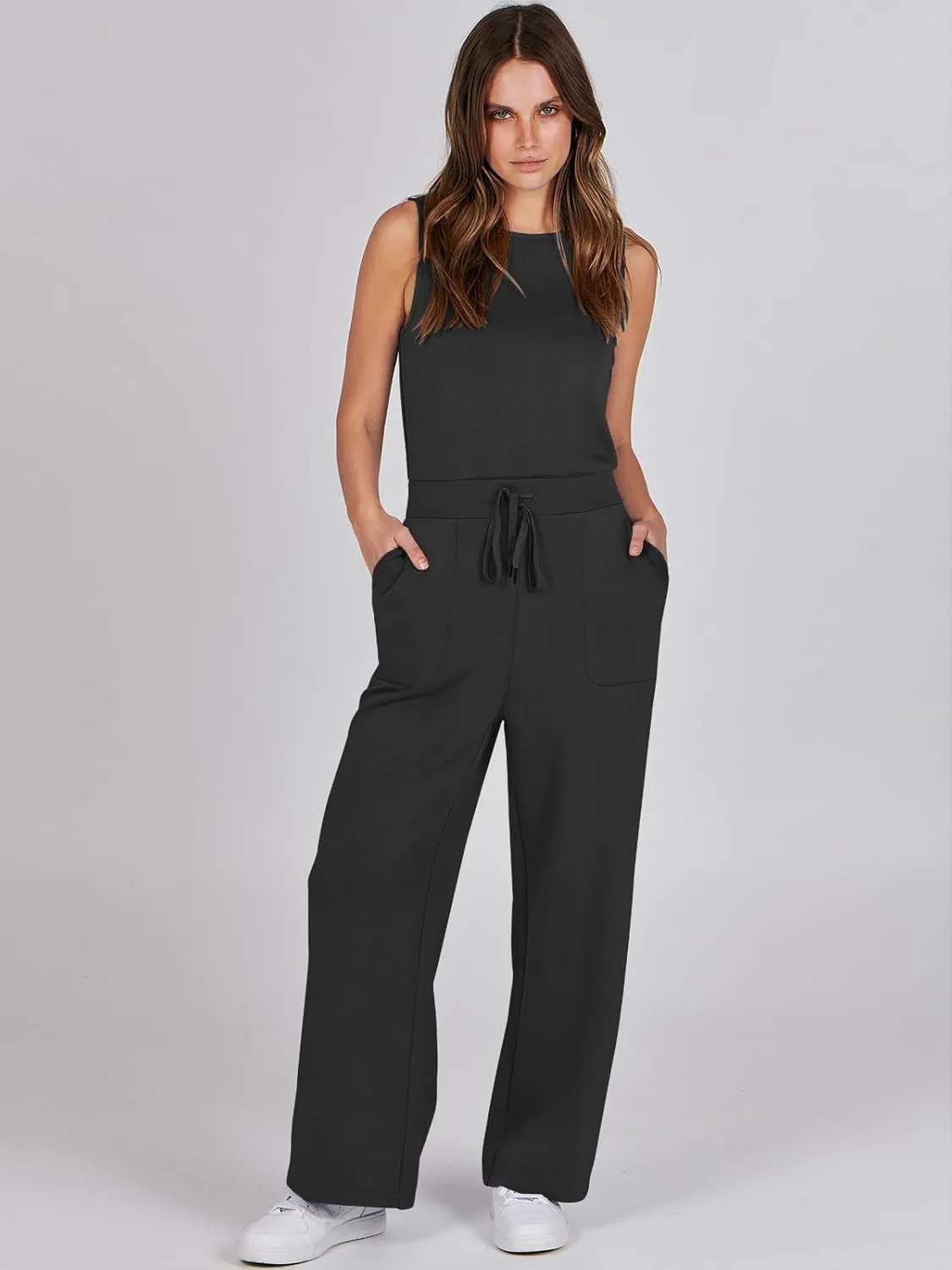 Caracilia Womens Jumpsuits Air Essentials Dressy Romper Wide Leg Long Pants Jumper 2025 Summer Travel Outfits Fashion Clothes