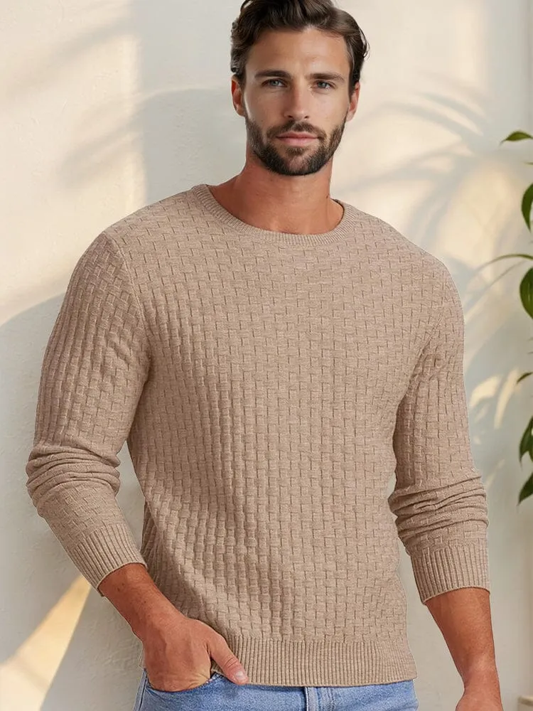 Casual Regular Fit Waffle Knit Sweater