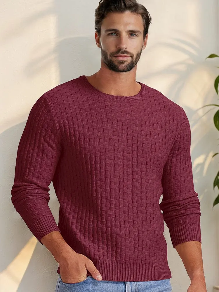 Casual Regular Fit Waffle Knit Sweater