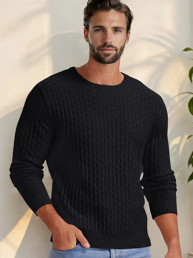 Casual Regular Fit Waffle Knit Sweater
