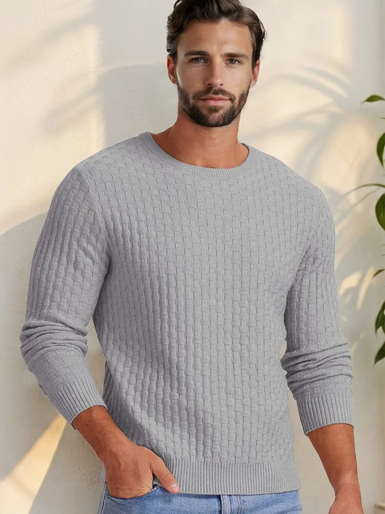Casual Regular Fit Waffle Knit Sweater