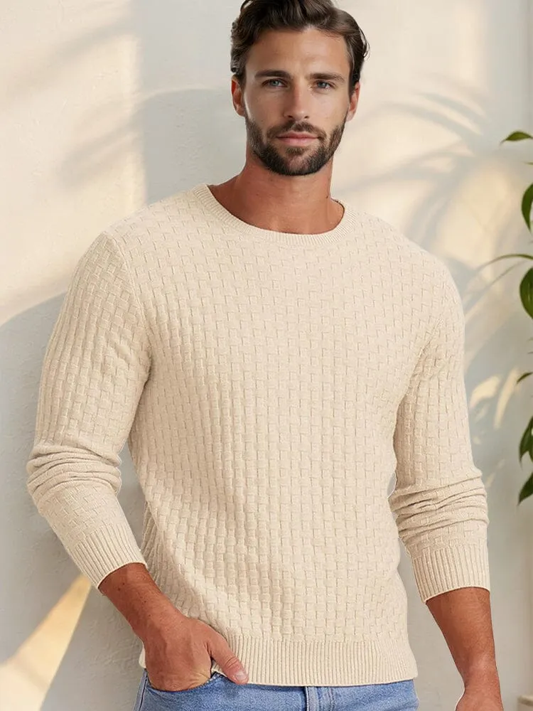 Casual Regular Fit Waffle Knit Sweater