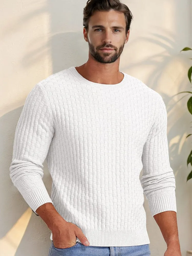 Casual Regular Fit Waffle Knit Sweater