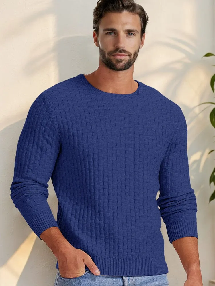 Casual Regular Fit Waffle Knit Sweater