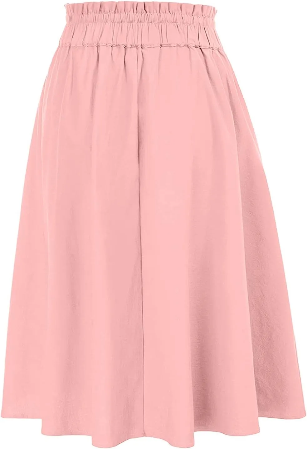 Casual Skirts for Women High Waisted A-Line Midi Length Bohemian Skirt Side Pockets Adjustable Belt Tiered Ruffles