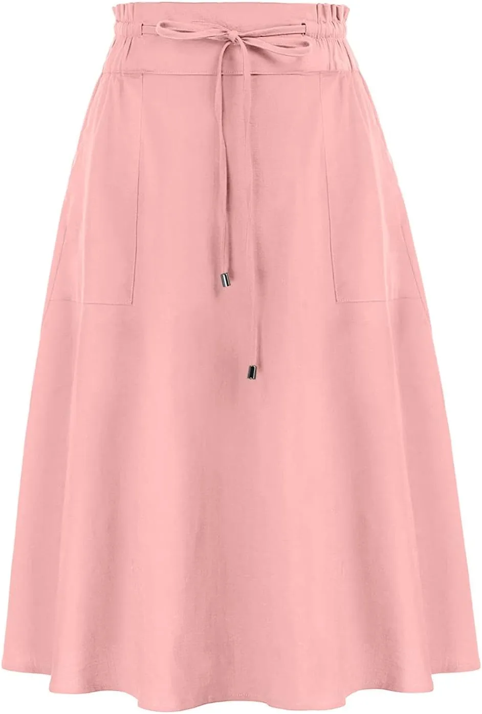 Casual Skirts for Women High Waisted A-Line Midi Length Bohemian Skirt Side Pockets Adjustable Belt Tiered Ruffles