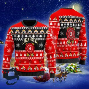 Christmas Cheers With Jim Beam Whiskey Christmas Sweater