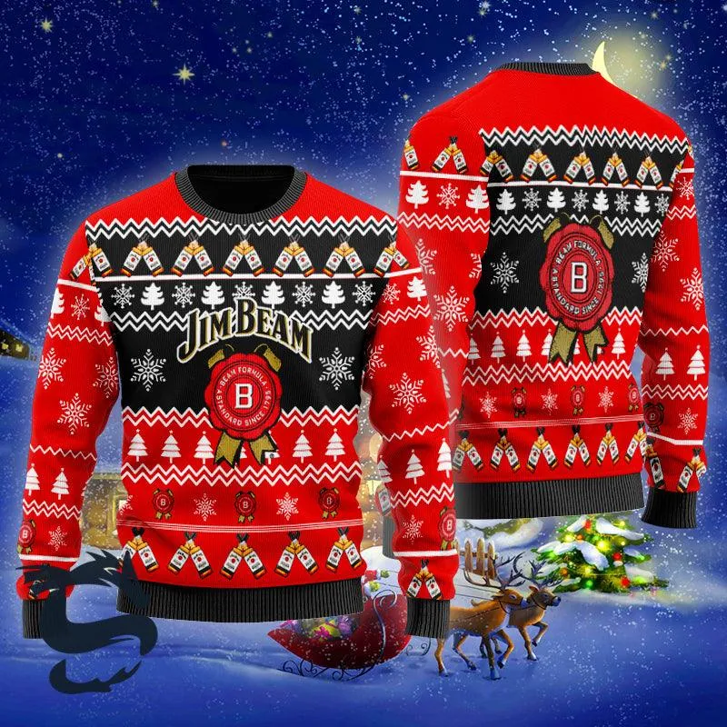 Christmas Cheers With Jim Beam Whiskey Christmas Sweater