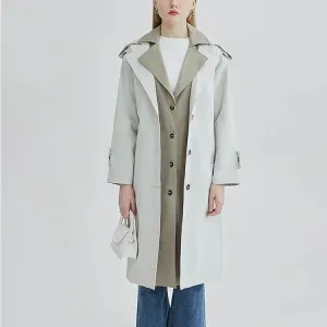 Contrasting Color Women's Trench Coat