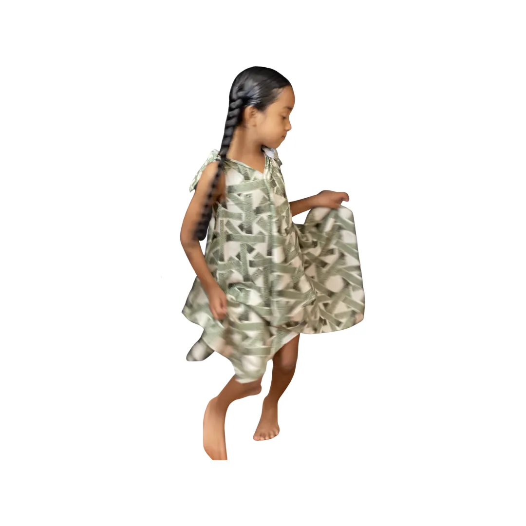 Coradorables GIRLS Green Tribal Handkerchief Dress