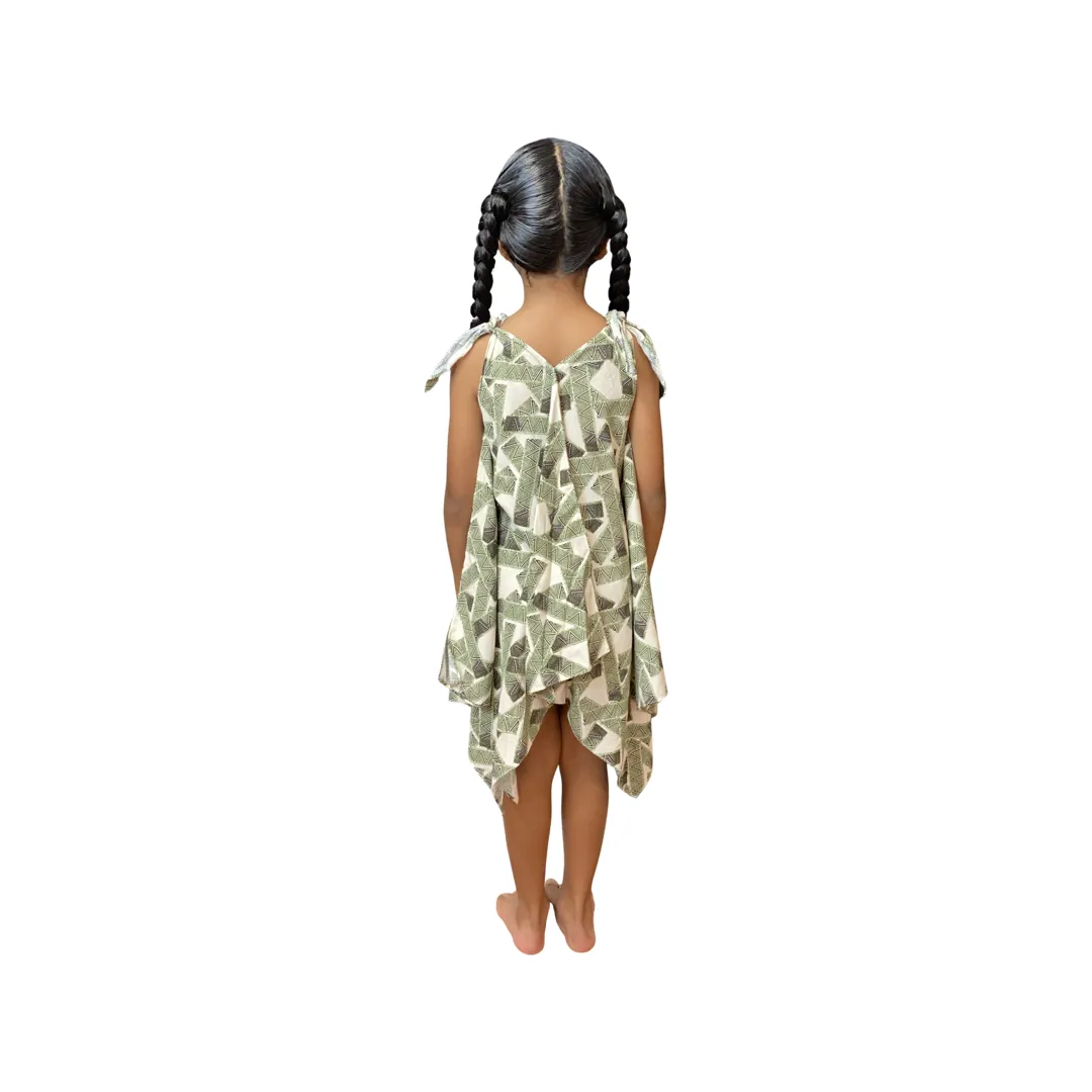 Coradorables GIRLS Green Tribal Handkerchief Dress