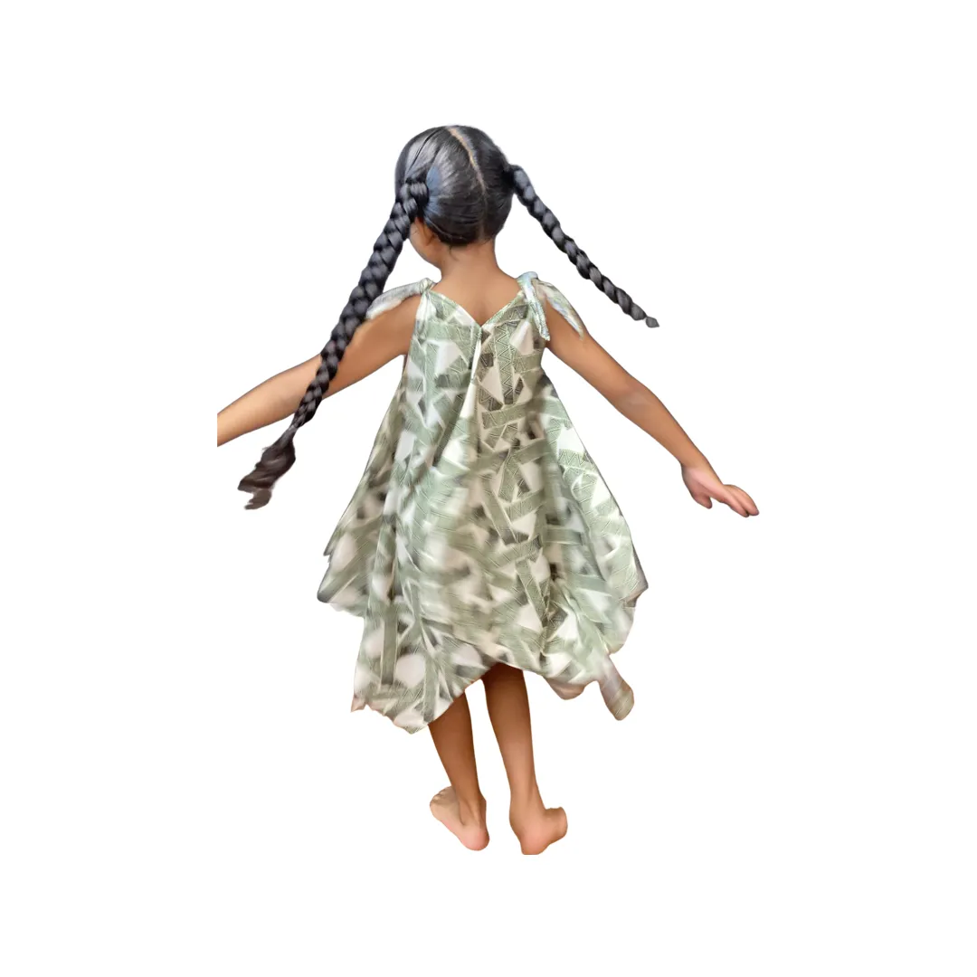 Coradorables GIRLS Green Tribal Handkerchief Dress