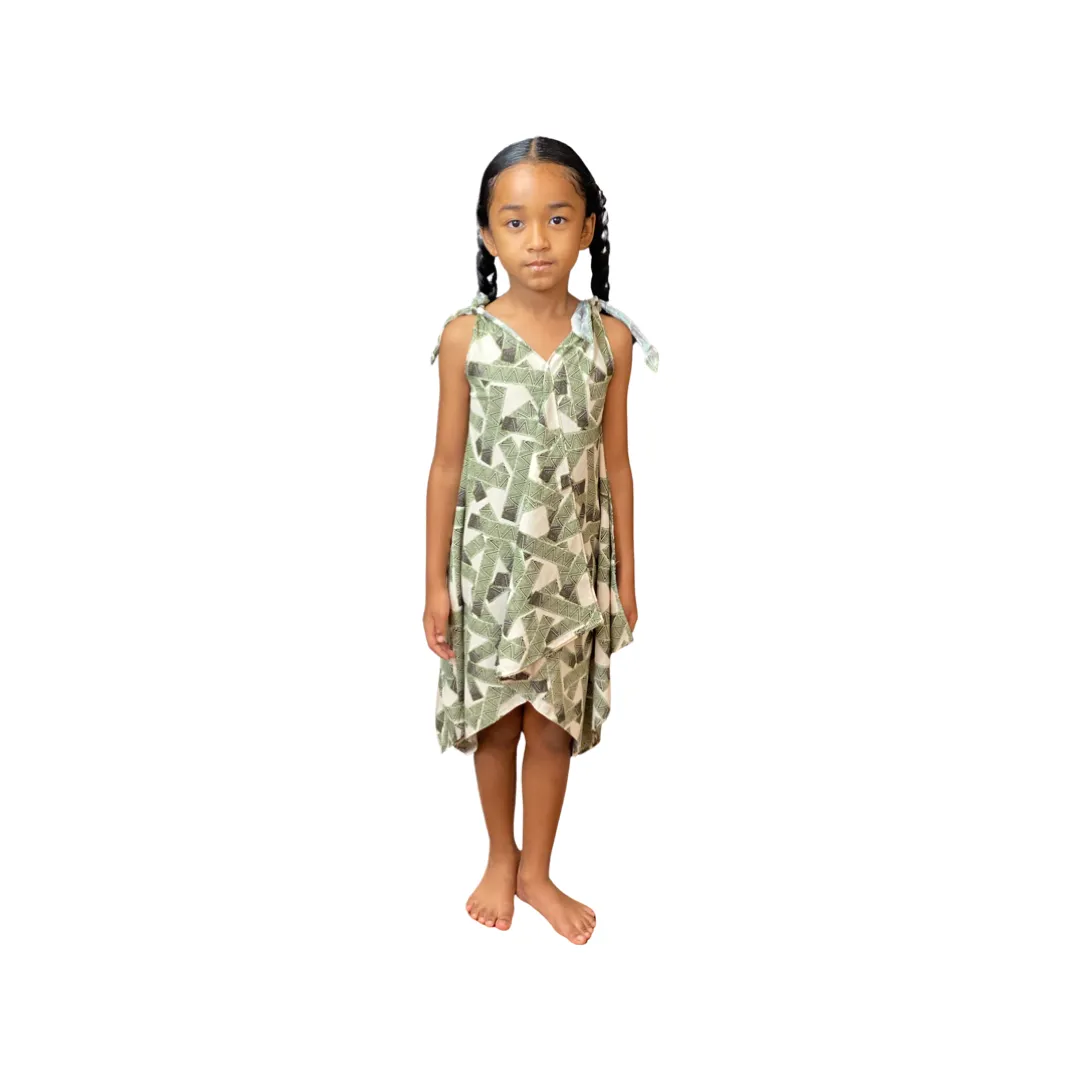 Coradorables GIRLS Green Tribal Handkerchief Dress