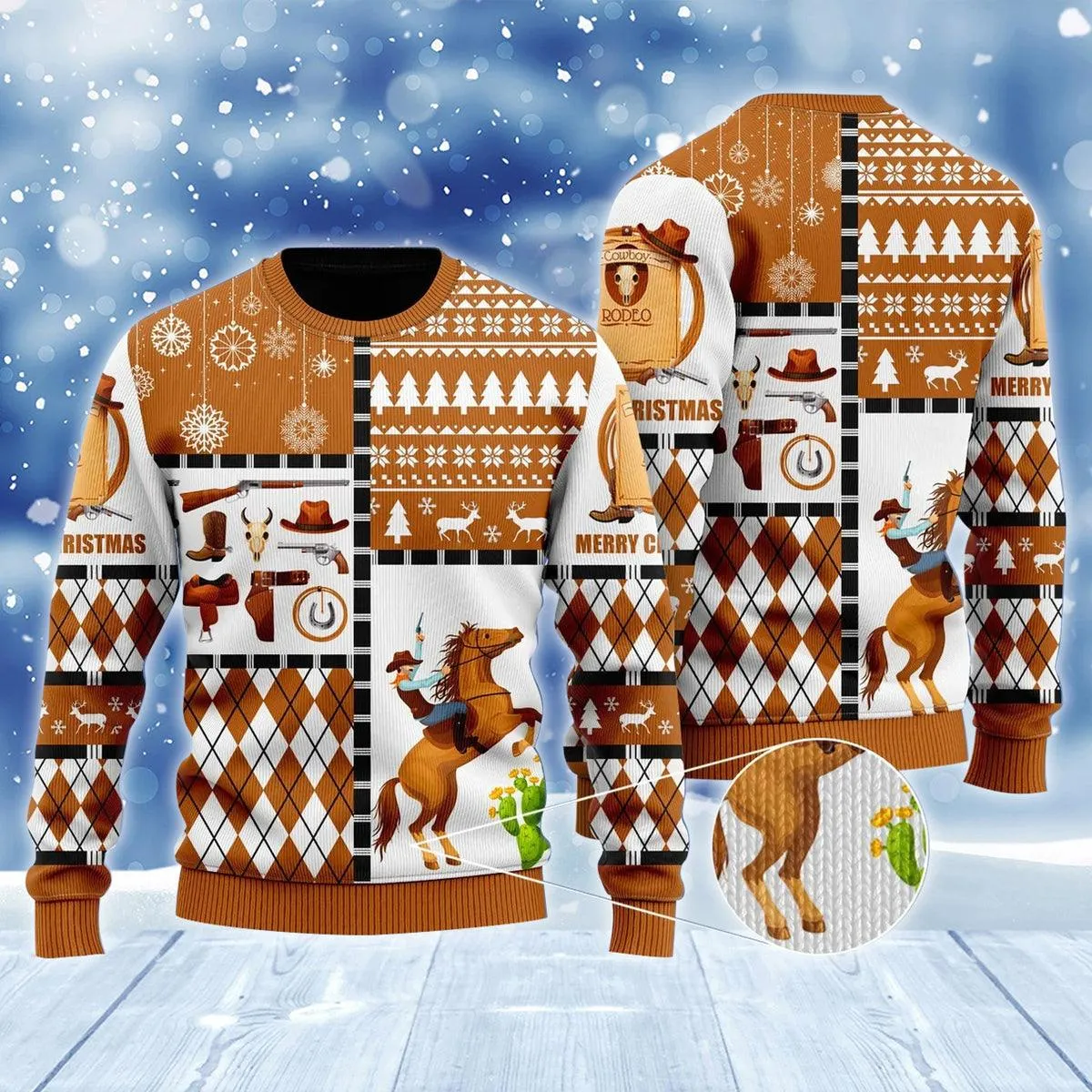 Cowboy Rodeo Merry Christmas Ugly Sweater