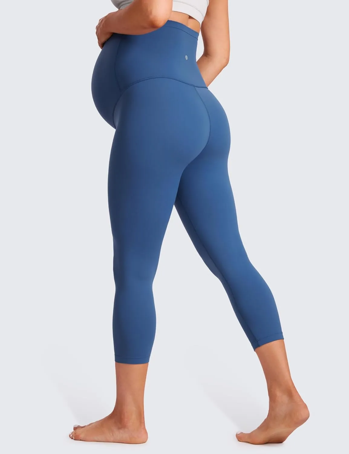CRZ YOGA Womens Butterluxe Maternity Capris Leggings 21" - Crop Pants Over The Belly Workout Active Yoga Pregnancy Soft