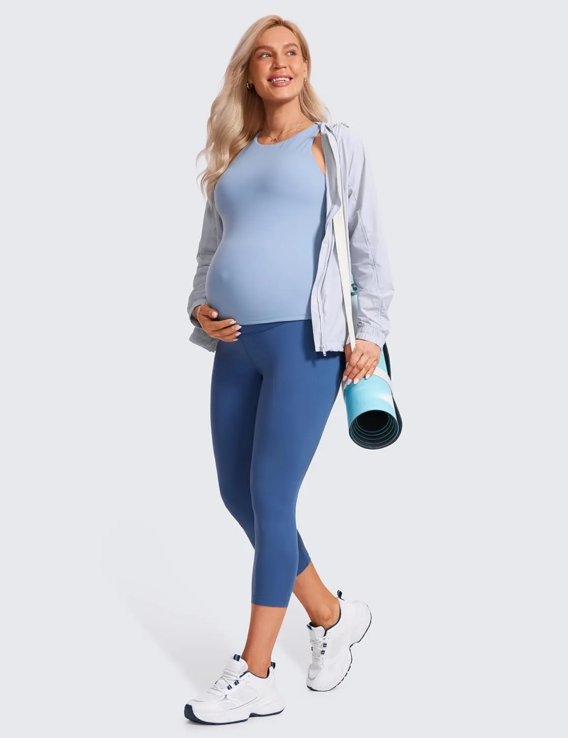 CRZ YOGA Womens Butterluxe Maternity Capris Leggings 21" - Crop Pants Over The Belly Workout Active Yoga Pregnancy Soft