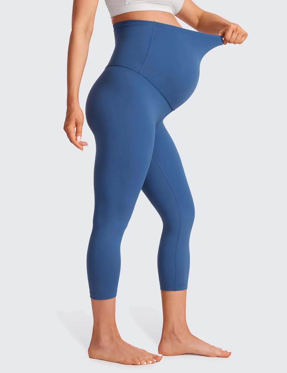 CRZ YOGA Womens Butterluxe Maternity Capris Leggings 21" - Crop Pants Over The Belly Workout Active Yoga Pregnancy Soft