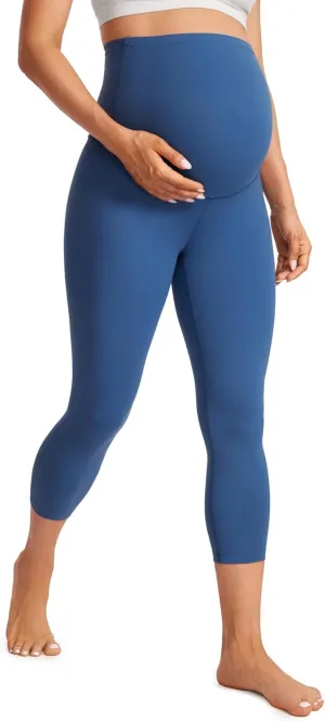 CRZ YOGA Womens Butterluxe Maternity Capris Leggings 21" - Crop Pants Over The Belly Workout Active Yoga Pregnancy Soft