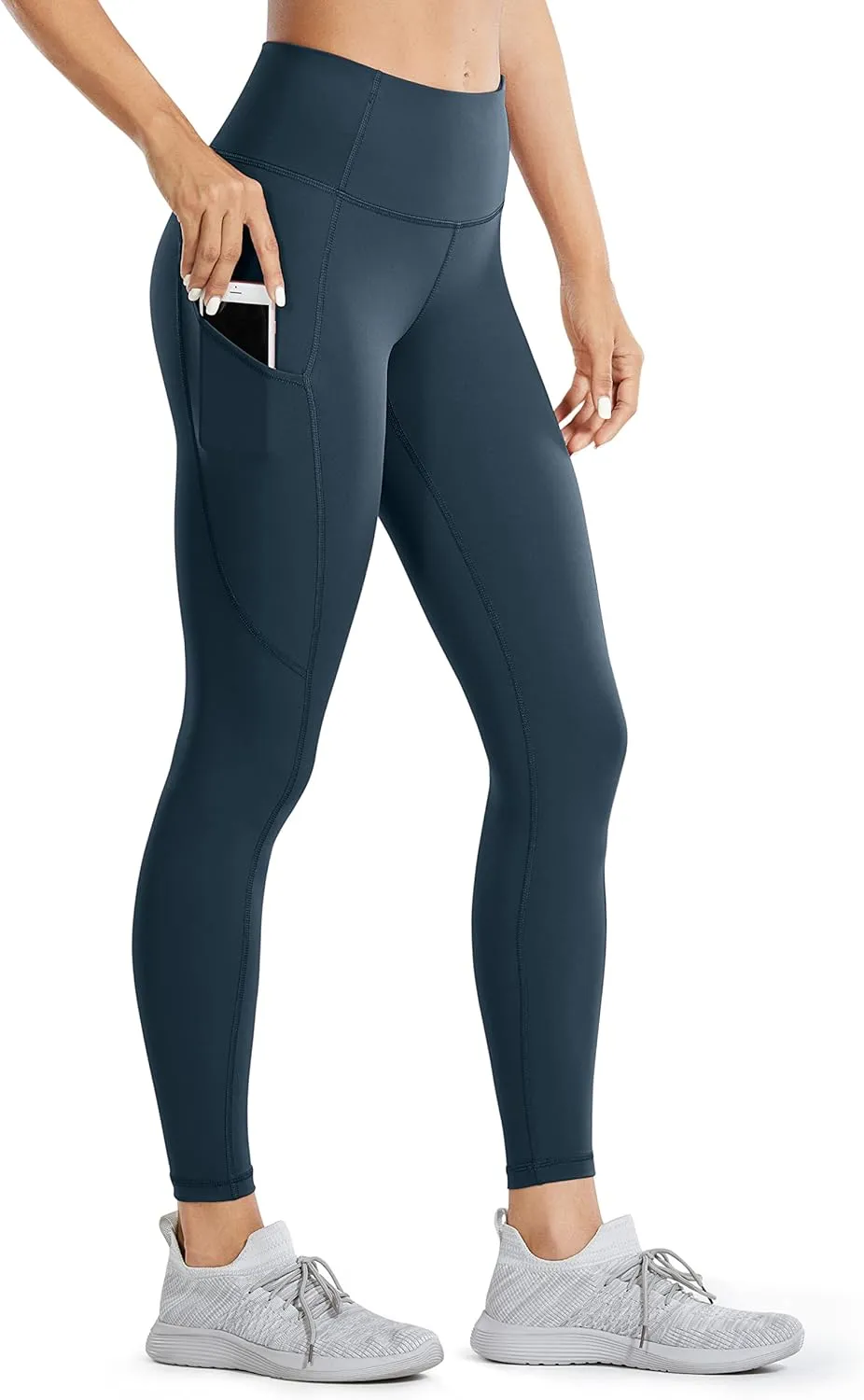 CRZ YOGA Women's Naked Feeling Workout Leggings 25 Inches - High Waisted Yoga Pants with Side Pockets Running Tights