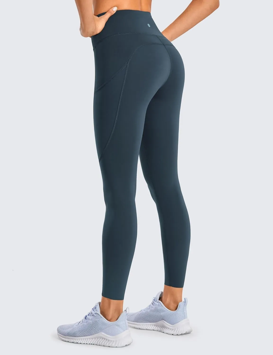 CRZ YOGA Women's Naked Feeling Workout Leggings 25 Inches - High Waisted Yoga Pants with Side Pockets Running Tights