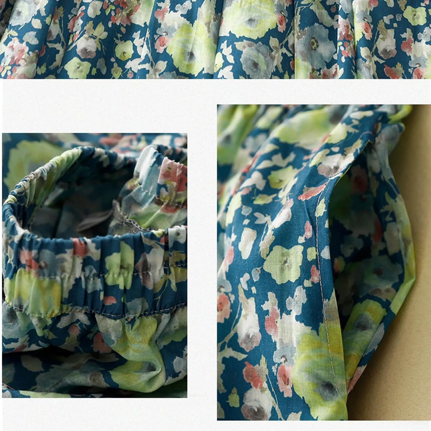 Cute Rose Floral A-Line Skirt for Women Summer Flowy Pleated Midi Skirts Elastic High Waisted Casual Beach Skirt