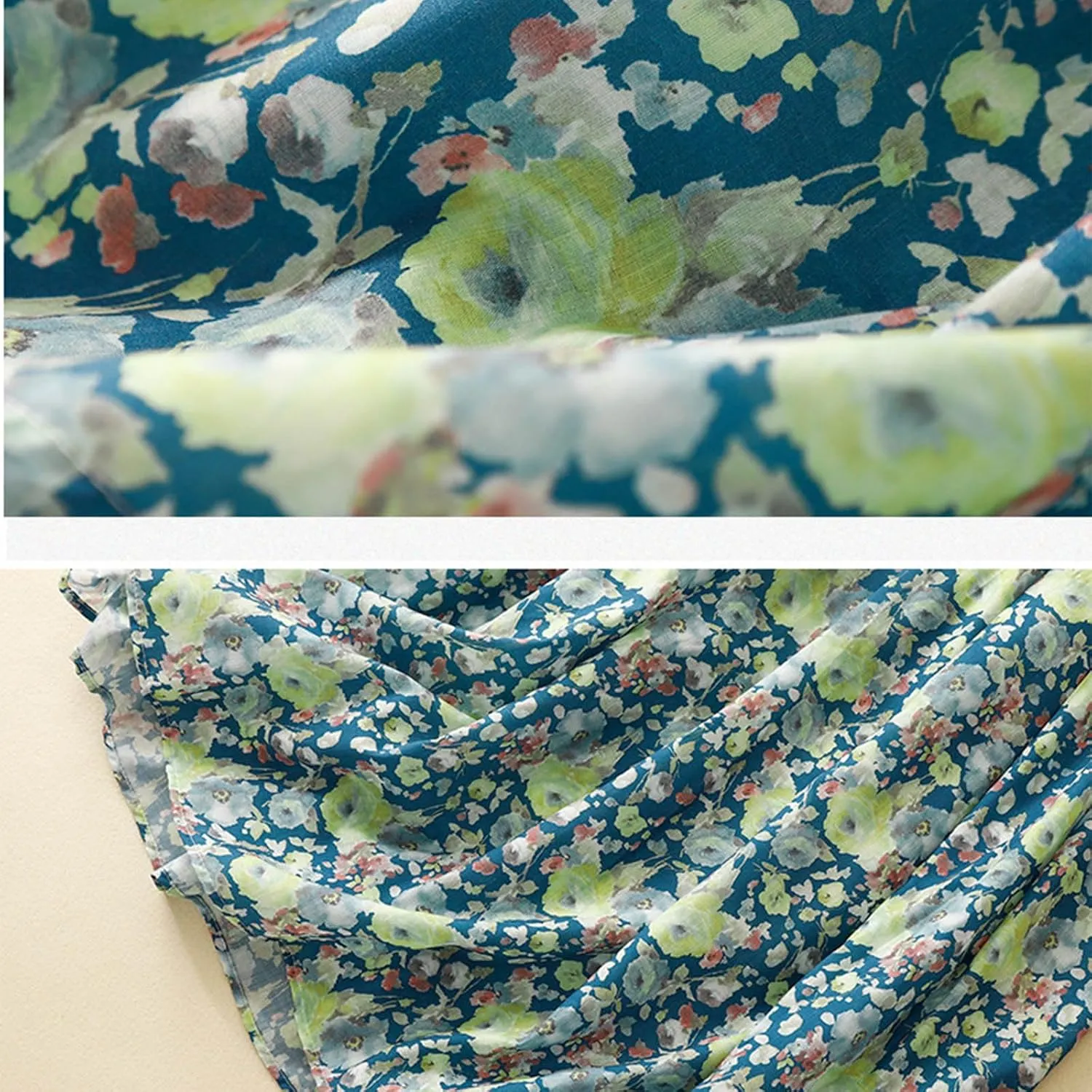 Cute Rose Floral A-Line Skirt for Women Summer Flowy Pleated Midi Skirts Elastic High Waisted Casual Beach Skirt