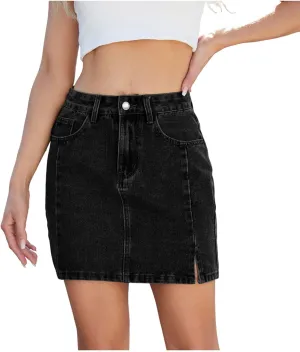 Denim Skirts for Women Casual Trendy Stretch Side Slit Low Waisted Mini Jean Skirt Summer Going Out Outfits Clothes