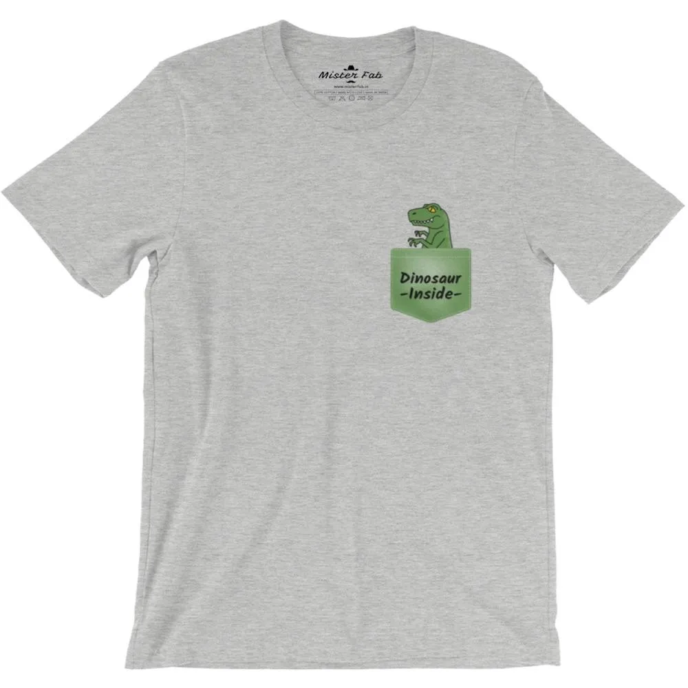 Dinosaur Inside Men Round Neck T-shirts