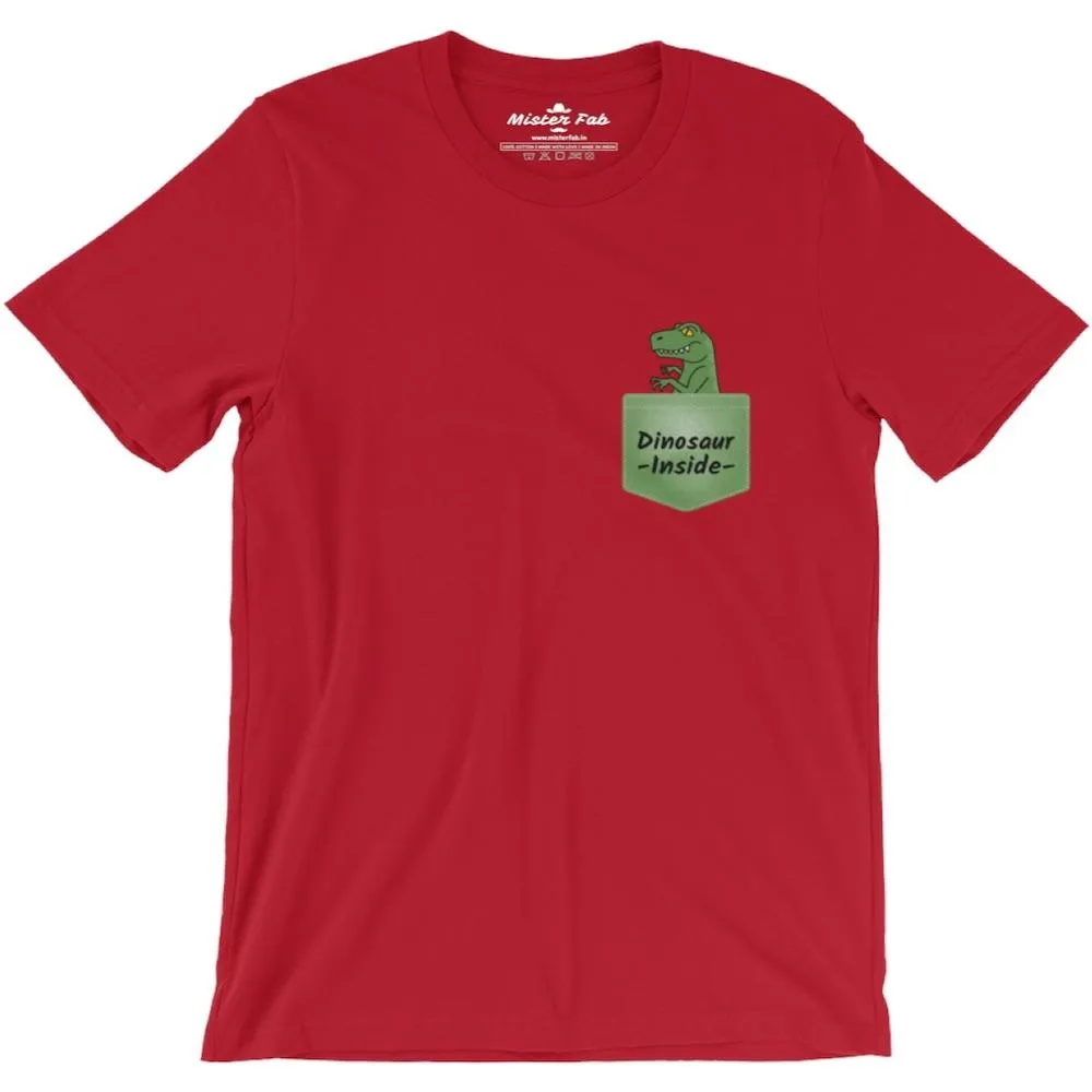 Dinosaur Inside Men Round Neck T-shirts