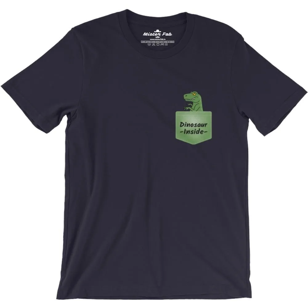 Dinosaur Inside Men Round Neck T-shirts