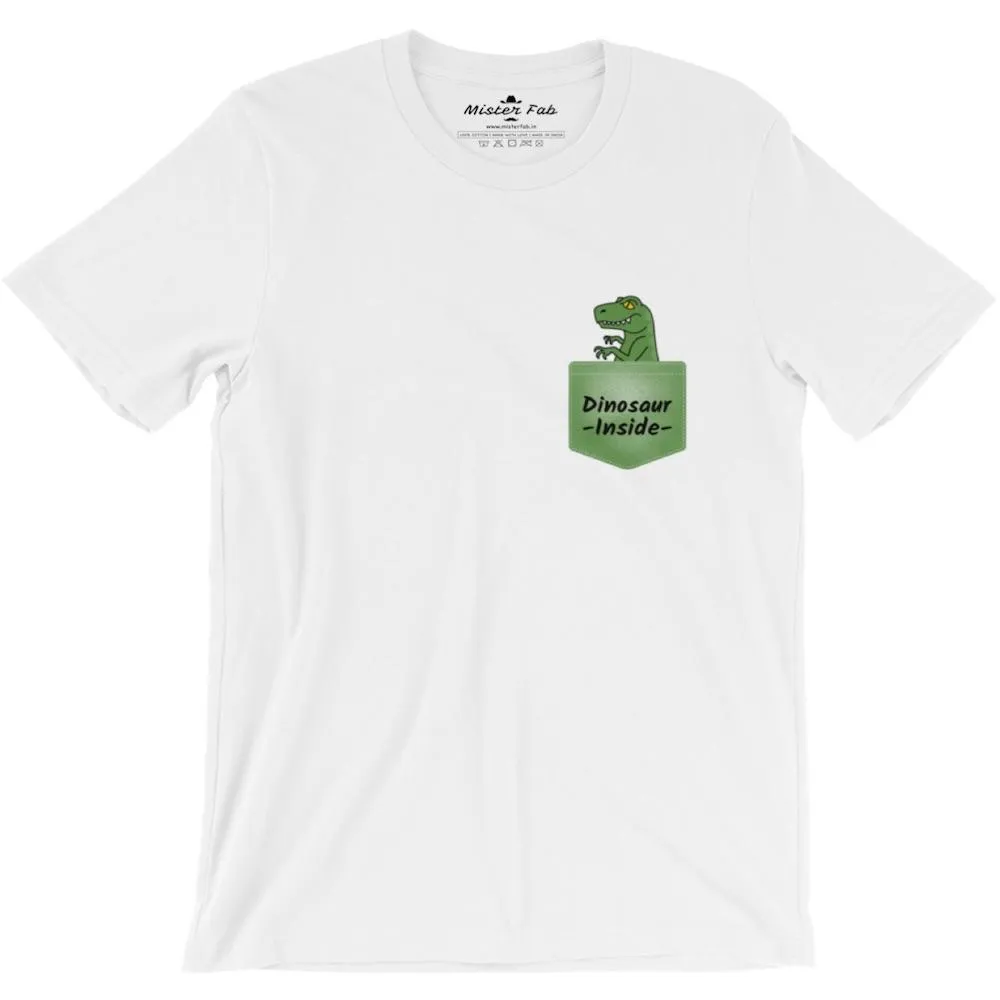 Dinosaur Inside Men Round Neck T-shirts