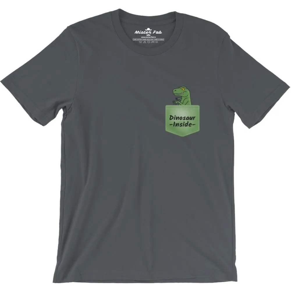 Dinosaur Inside Men Round Neck T-shirts
