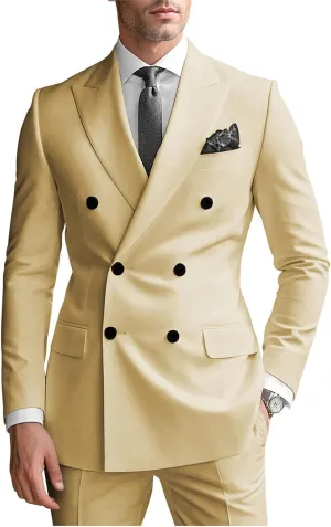 Double Breasted Suits for Men 2 Piece Slim Fit Suit Wedding Suit Prom Double Breasted Blazer Pants Suit