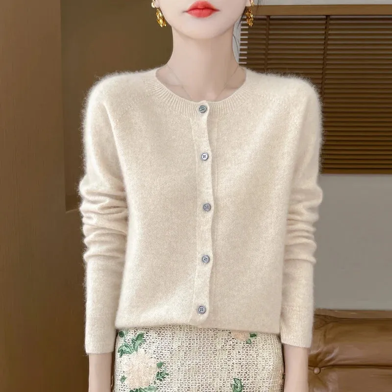 Fall/Winter New Fashion Women's 100% Merino Wool Sweater O-neck Long Sleeve Top