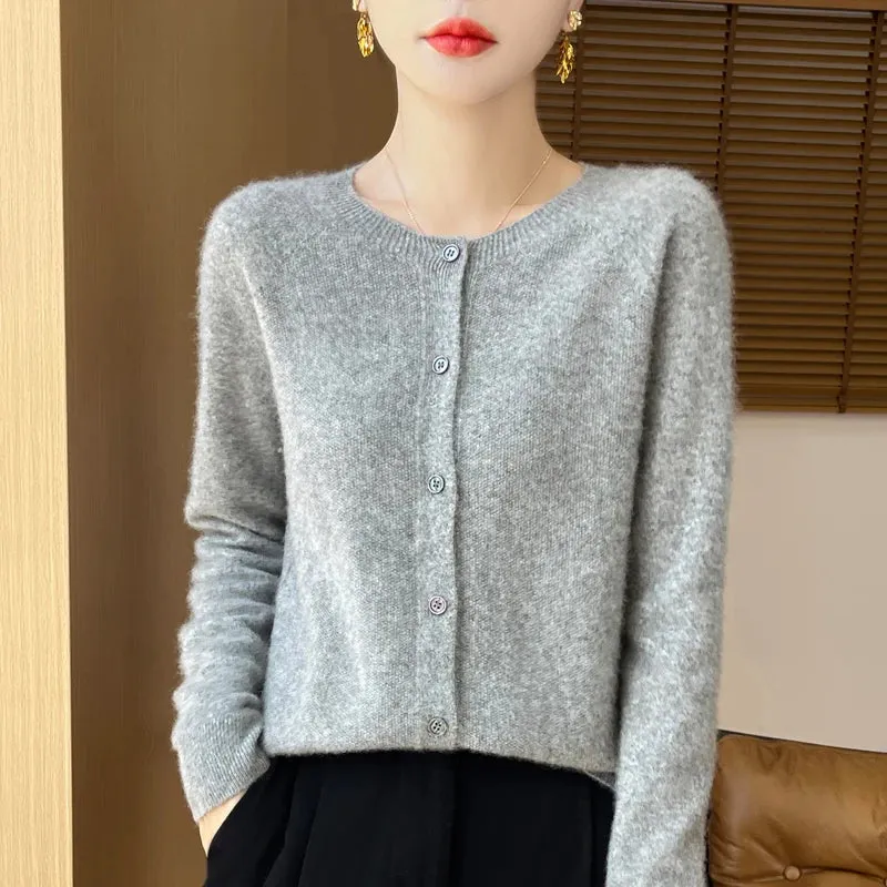 Fall/Winter New Fashion Women's 100% Merino Wool Sweater O-neck Long Sleeve Top