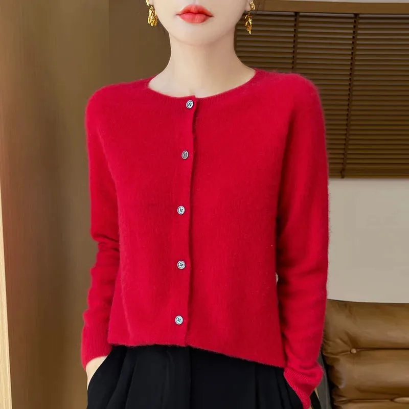 Fall/Winter New Fashion Women's 100% Merino Wool Sweater O-neck Long Sleeve Top