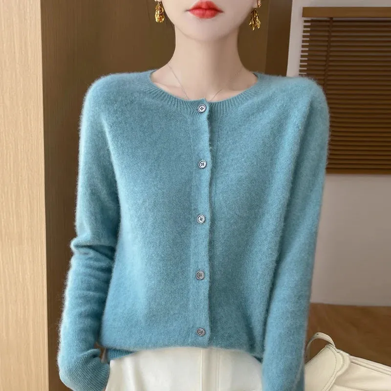 Fall/Winter New Fashion Women's 100% Merino Wool Sweater O-neck Long Sleeve Top