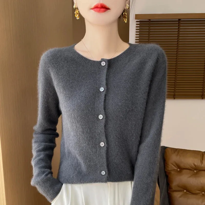 Fall/Winter New Fashion Women's 100% Merino Wool Sweater O-neck Long Sleeve Top