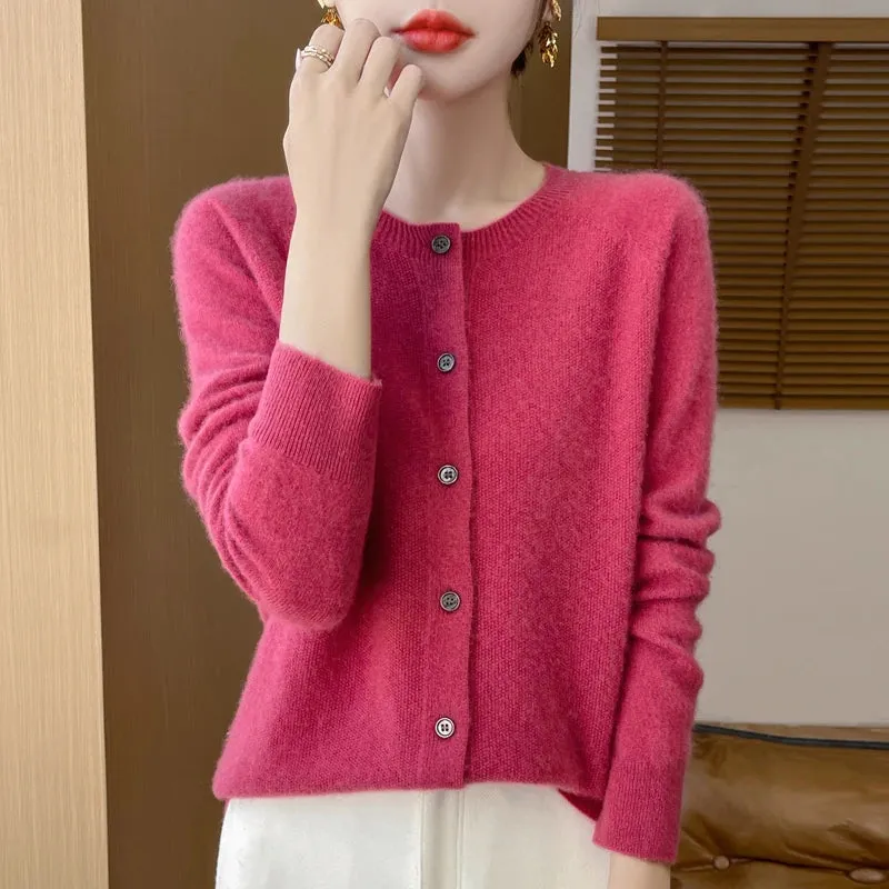Fall/Winter New Fashion Women's 100% Merino Wool Sweater O-neck Long Sleeve Top